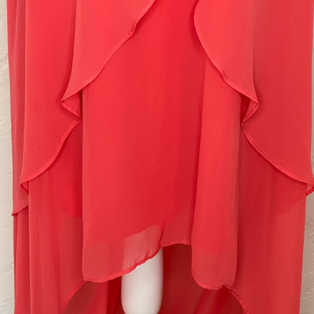 B. Smart Hi/Lo Chiffon Salmon-Colored Dress- Size 14 - Picture 4 of 15